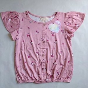 🌺 Pink Girl's Top Flutter Sleeves Size 10